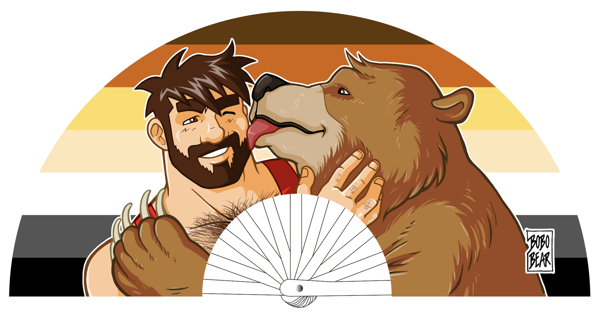Éventail Bear kiss 64cm