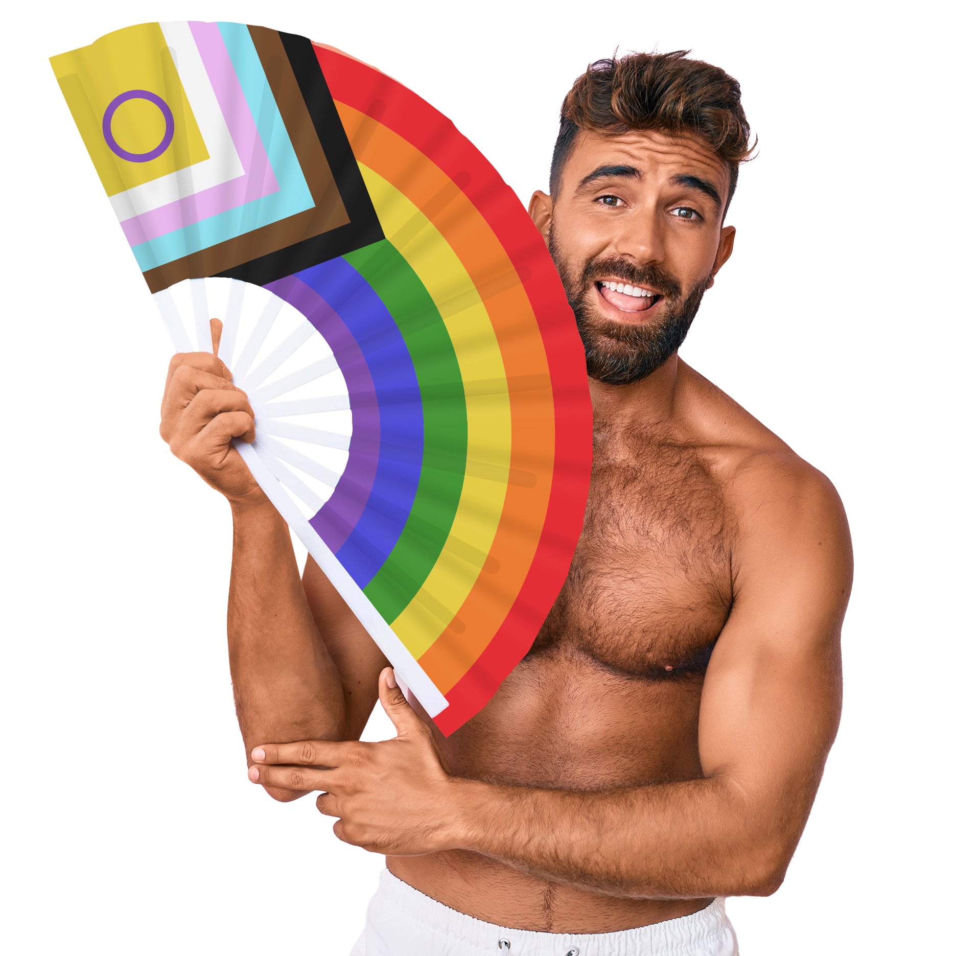 Éventail Géant Arc en ciel LGBTQIA 64cm
