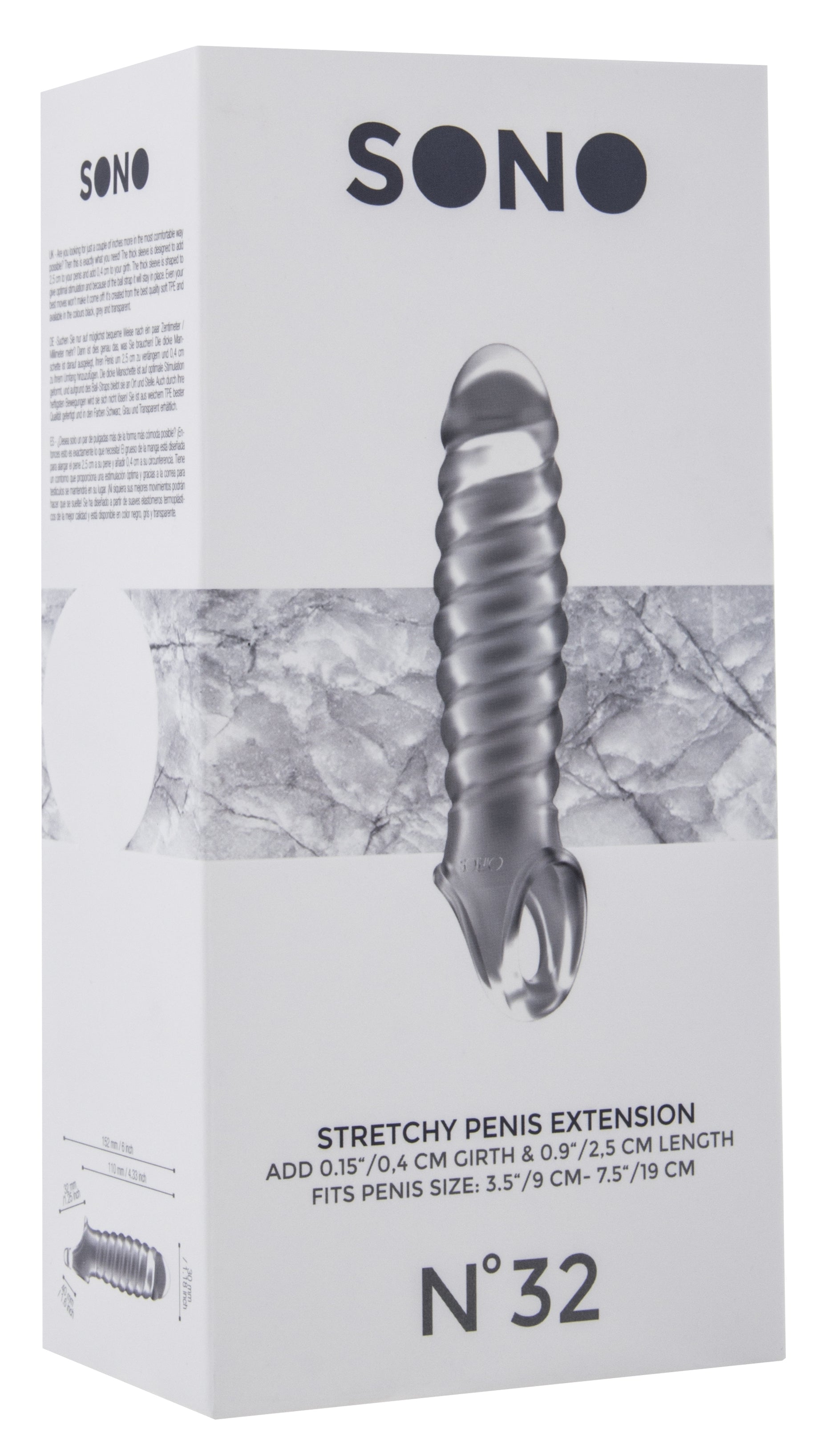 Gaine de pénis Ribby Penis Sono N32 - 11 x 3 cm Transparente