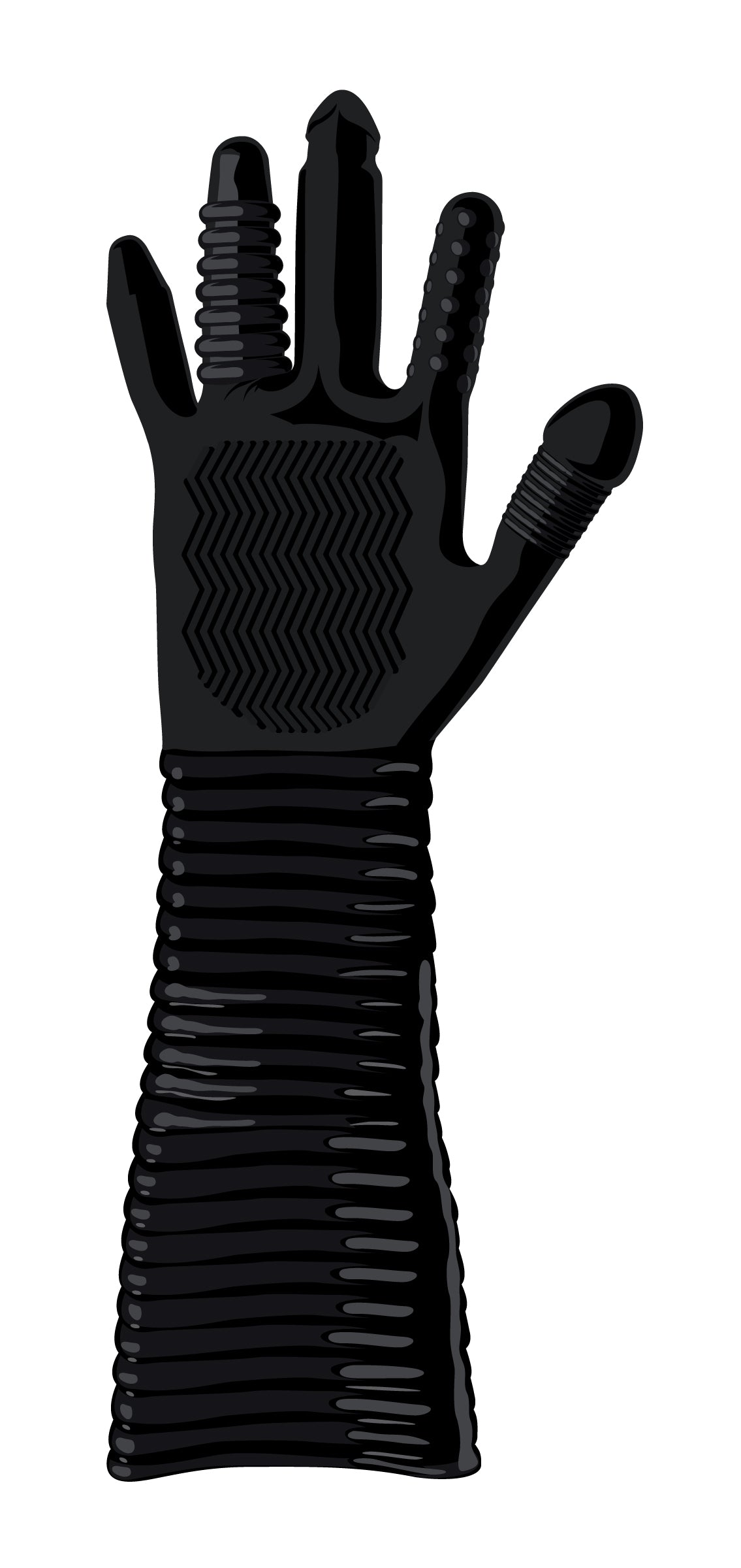 Gant Long Texturé Pleasure Fister Noir