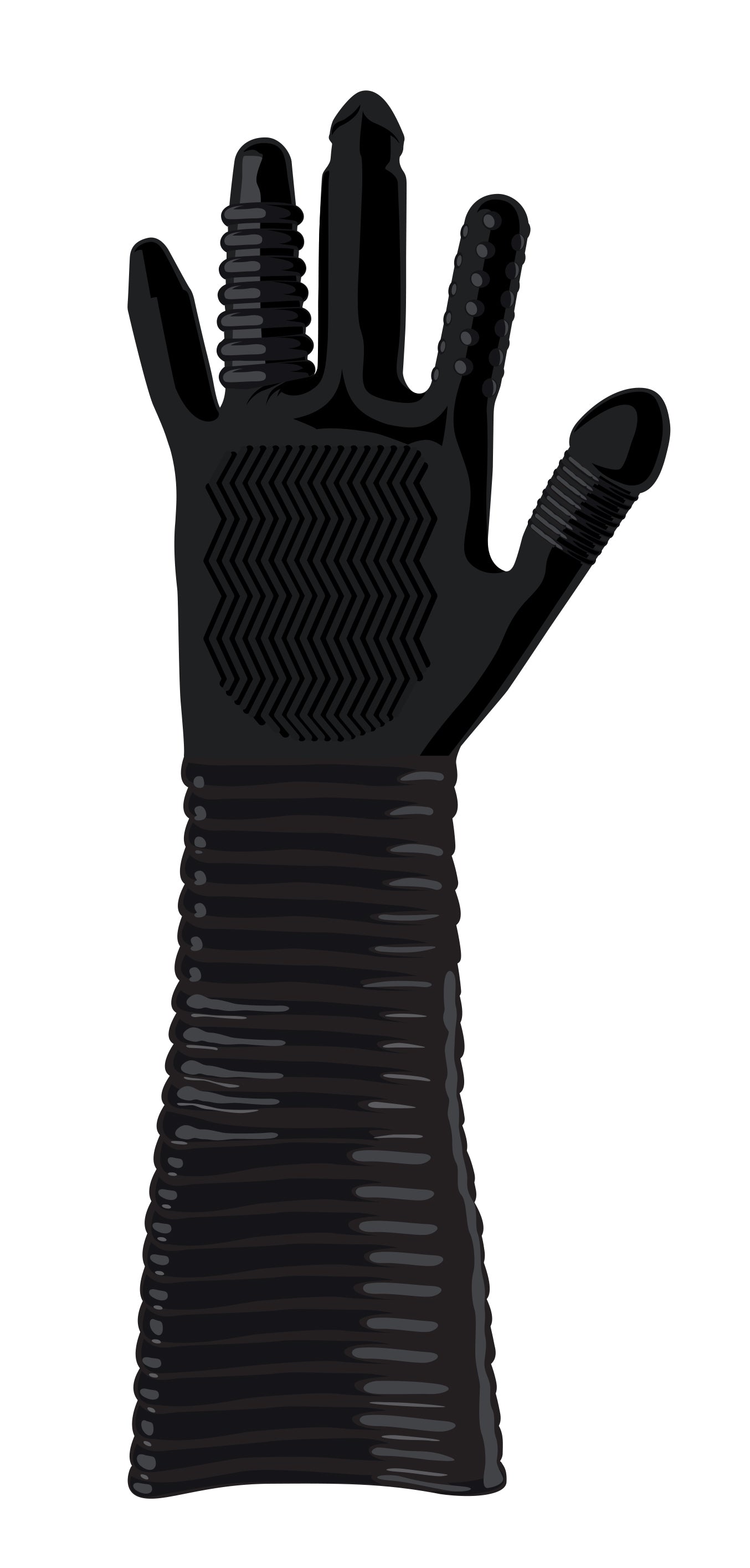 Gant Long Texturé Pleasure Fister Noir