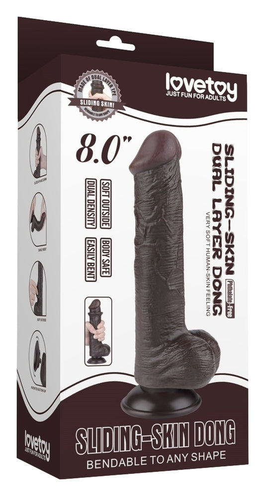 Gode avec Bourses Sliding Skin 15 x 4.5cm Noir