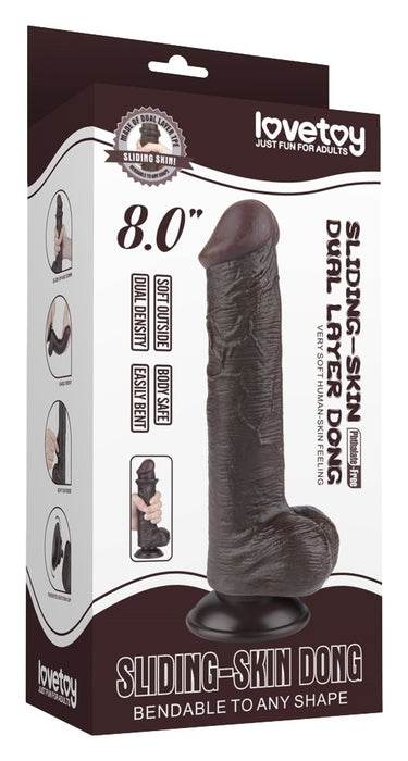 Gode avec Bourses Sliding Skin 15 x 4.5cm Noir