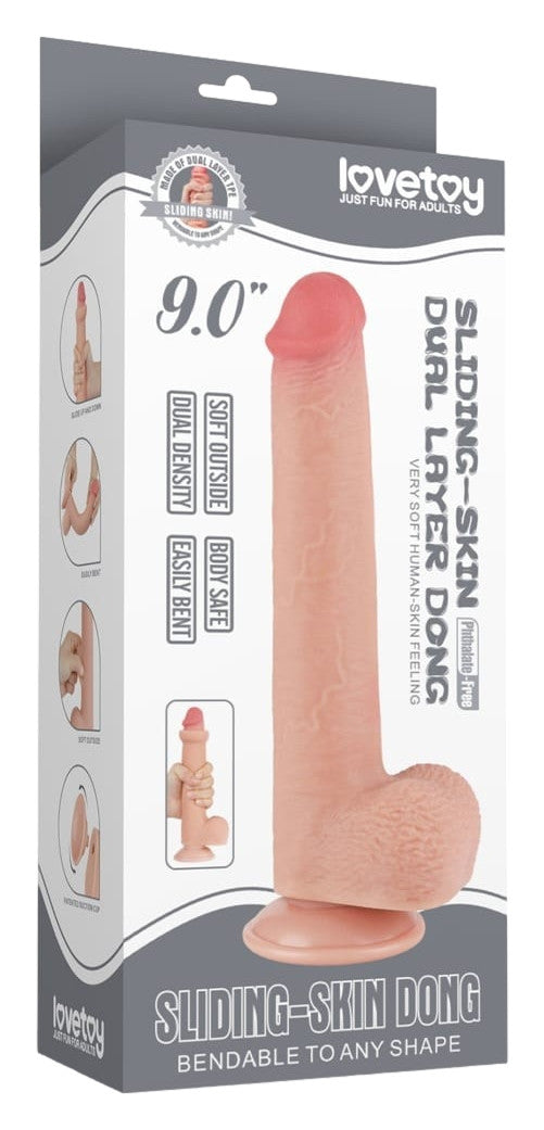 Gode avec Bourses Sliding Skin 17 x 3.5cm