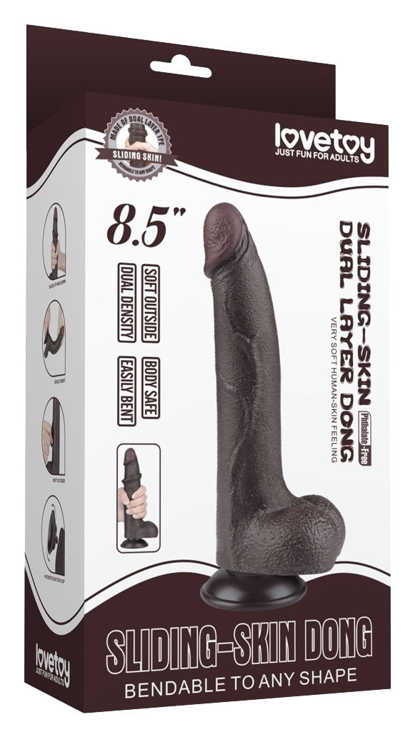 Gode avec Bourses Sliding Skin 17 x 4cm Noir