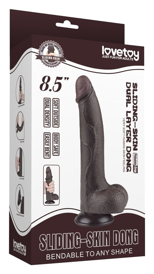 Gode avec Bourses Sliding Skin 17 x 4cm Noir