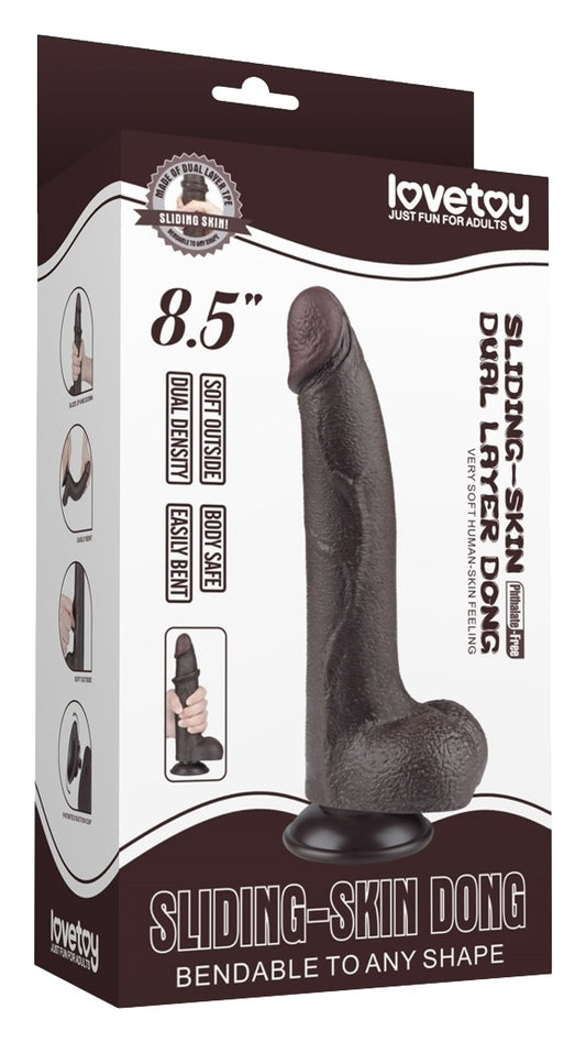 Gode avec Bourses Sliding Skin 17 x 4cm Noir