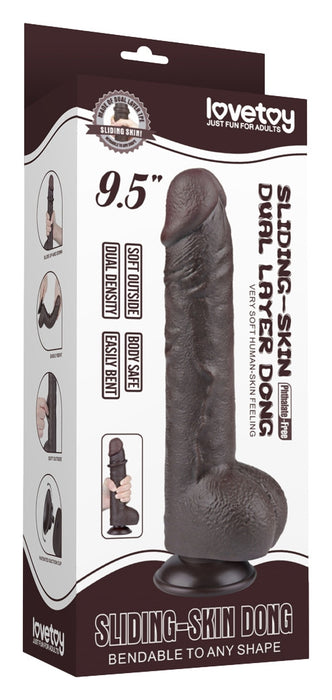 Gode avec Bourses Sliding Skin 18 x 4.7cm Noir