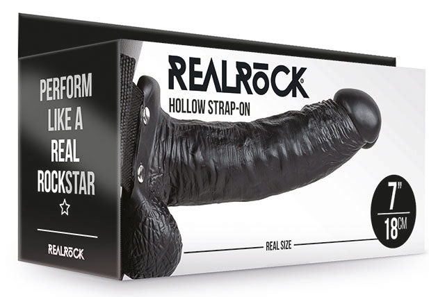 Gode ceinture creux Hollow Strap On RealRock 18 x 4.5cm Noir