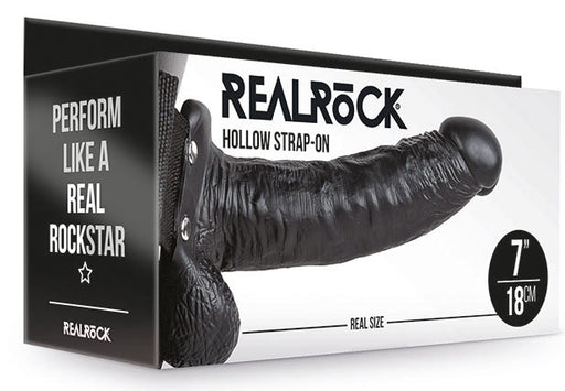 Gode ceinture creux Hollow Strap On RealRock 18 x 4.5cm Noir