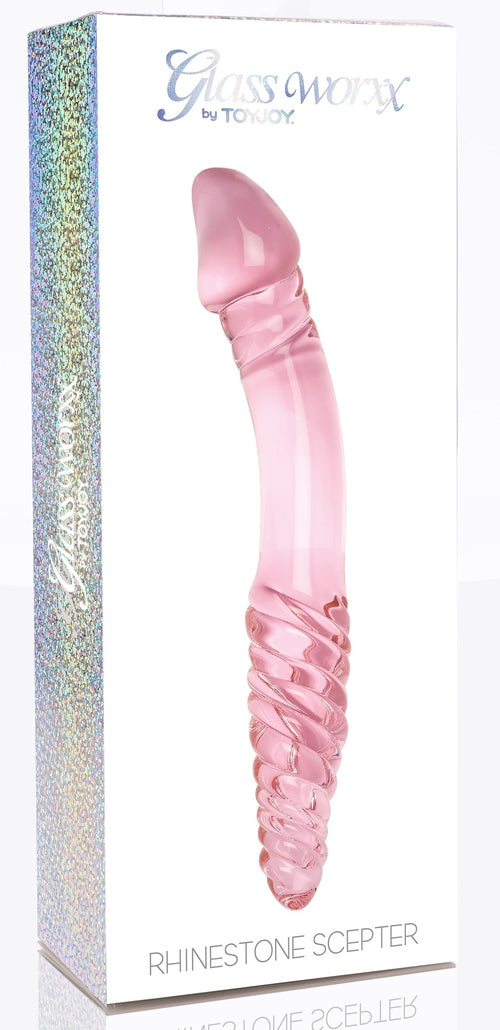 Gode en verre Rhinestone Scepter 23 x 3.6cm Rose