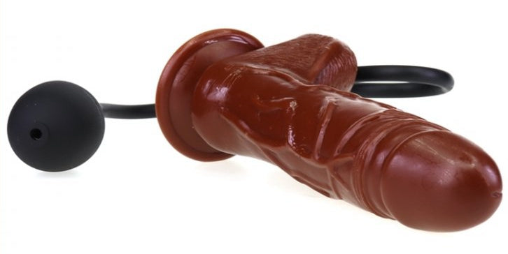 Gode gonflable Inflat 14 x 4.5cm Marron