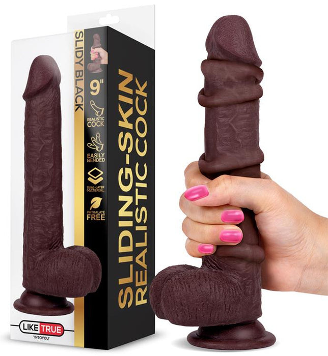 Gode réaliste Slidy Cock 17 x 4cm Marron