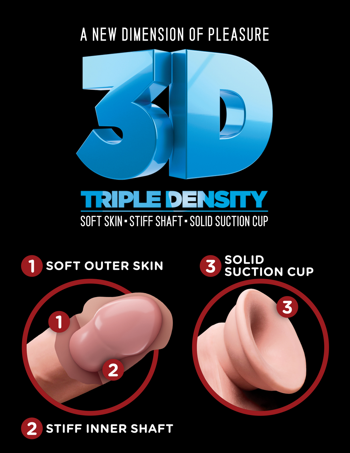 Gode réaliste Triple Density 23 x 5 cm