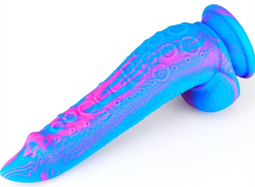 Gode silicone Inkipus 18 x 5.5cm Bleu-Rose