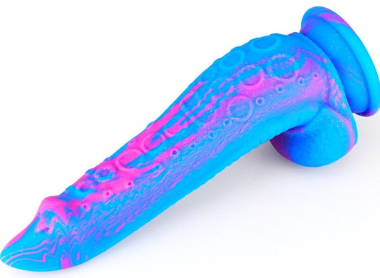 Gode silicone Inkipus 18 x 5.5cm Bleu-Rose
