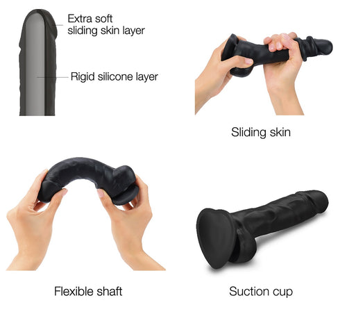 Gode Sliding Skin Strap-On-Me XXL 16 x 4.4cm Noir