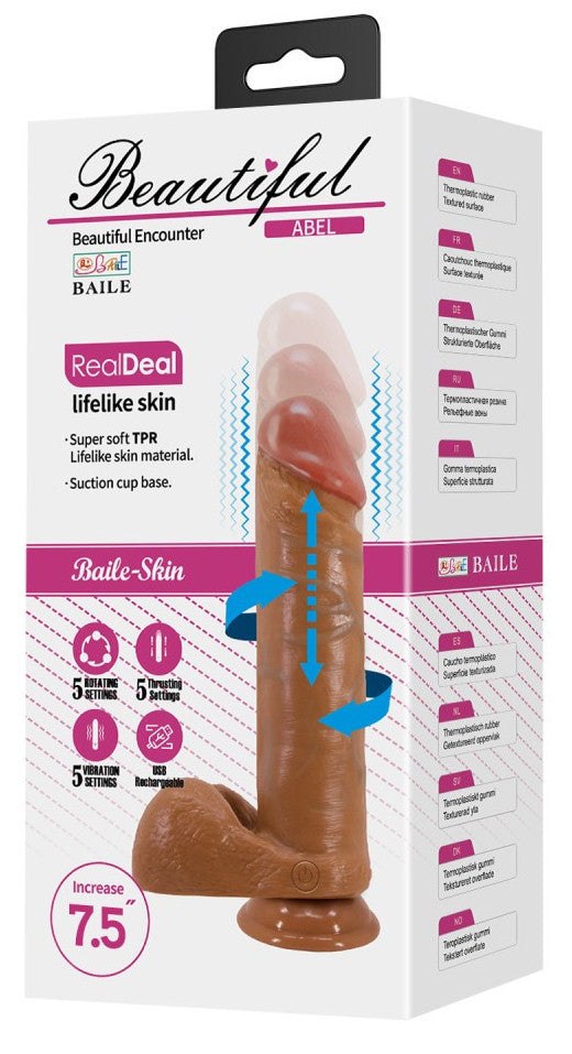 Gode Vibrant à Poussée Abel Beautiful 17 x 4.3cm Marron