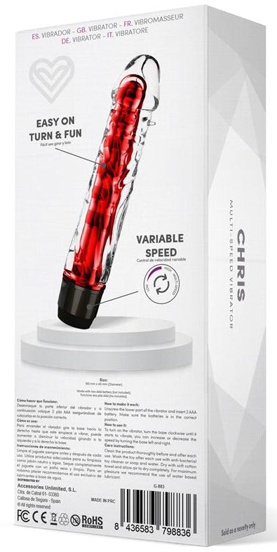 Gode vibrant Chris 14 x 3.3cm Rouge