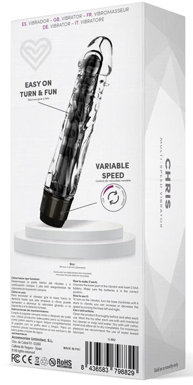 Gode vibrant Chris 14 x 3.3cm Transparent