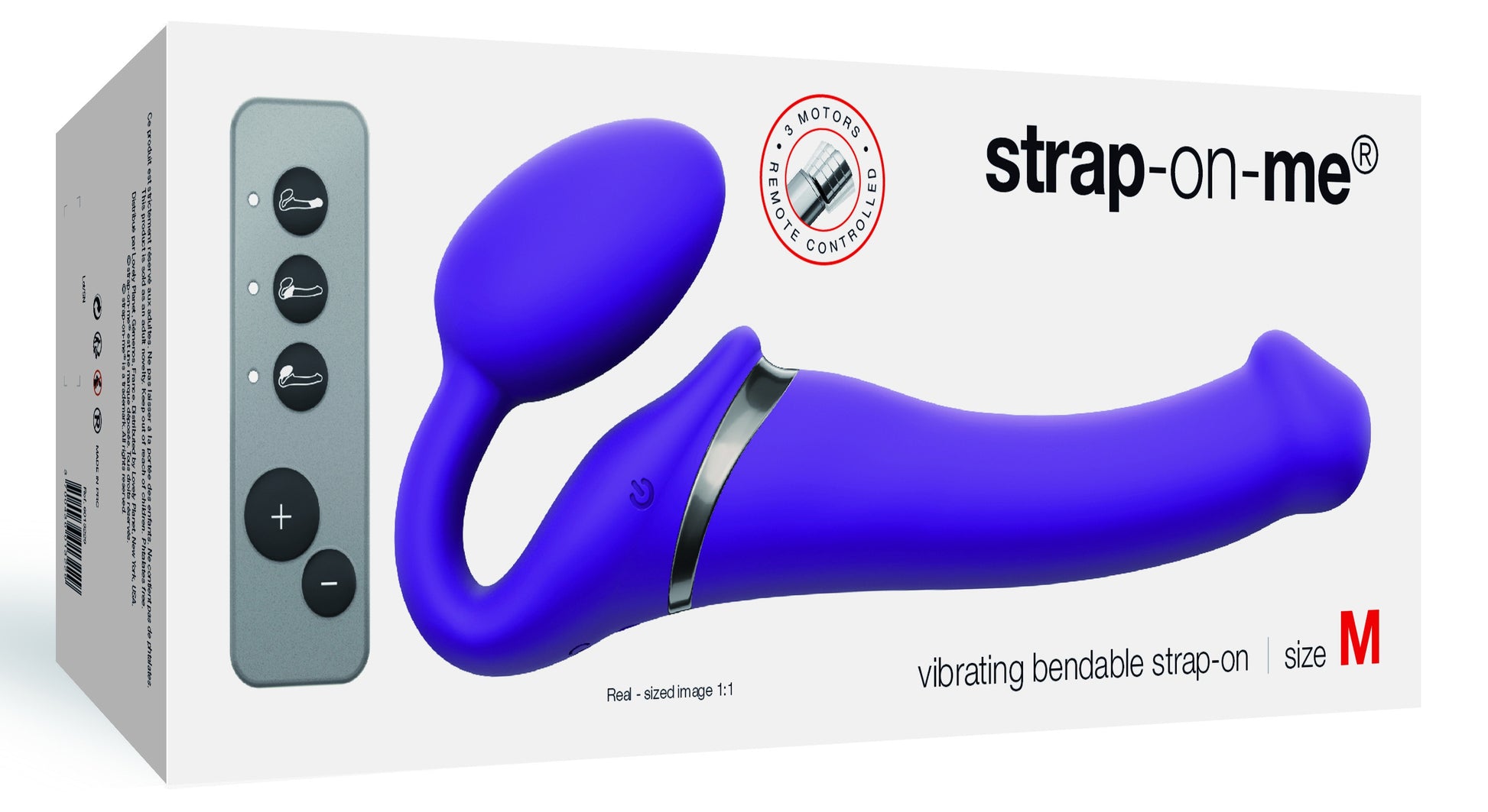 Gode vibrant STRAP-ON 3 Moteurs M 16 x 3.5 cm Violet