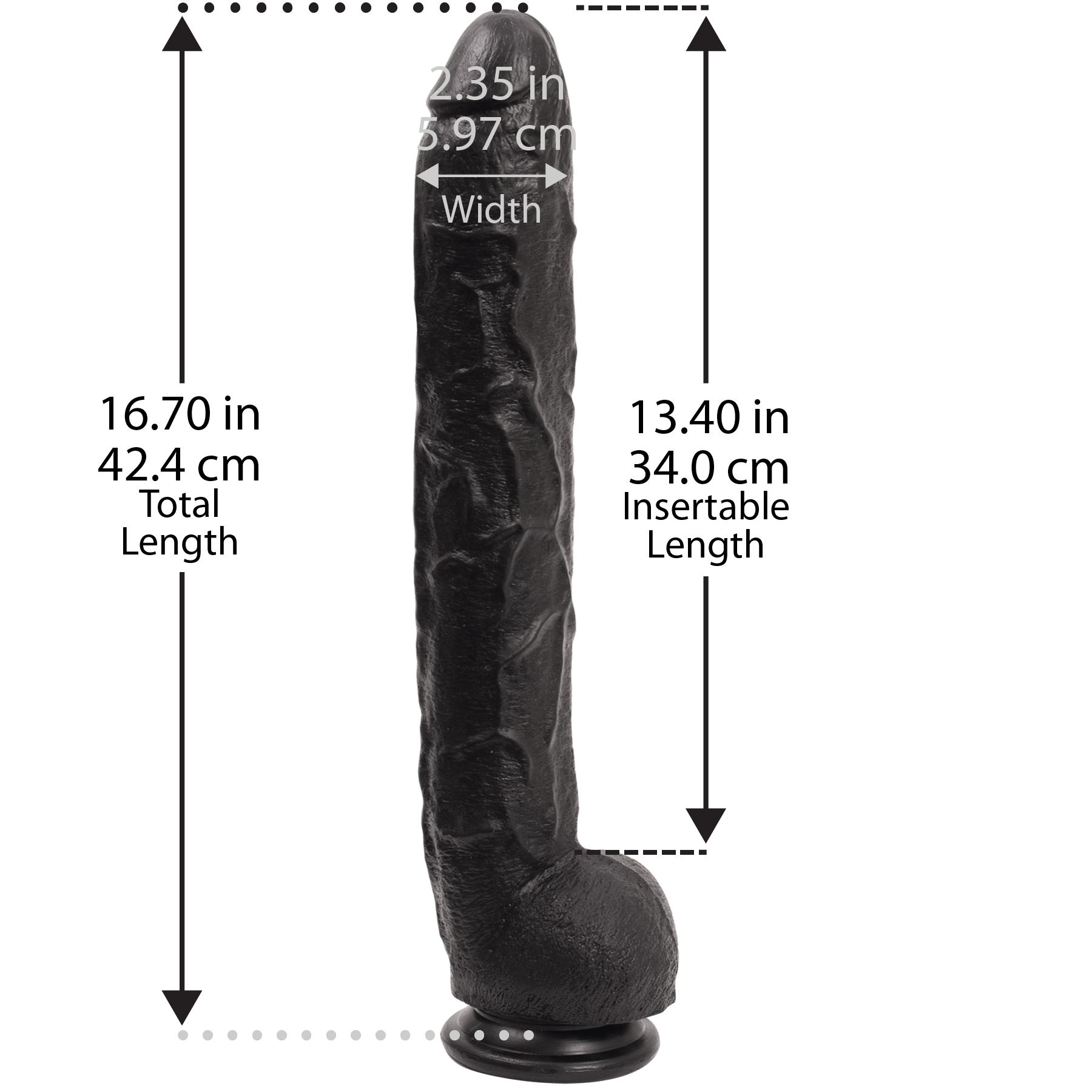 Gode XXL Dick Rambone 34 x 6.4 cm Noir