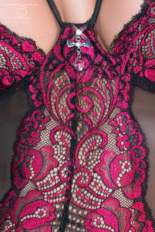 Guêpière dentelle rose