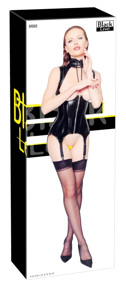 Guêpière Porte-Jarretelles VINYL BASQUE NECK Noire