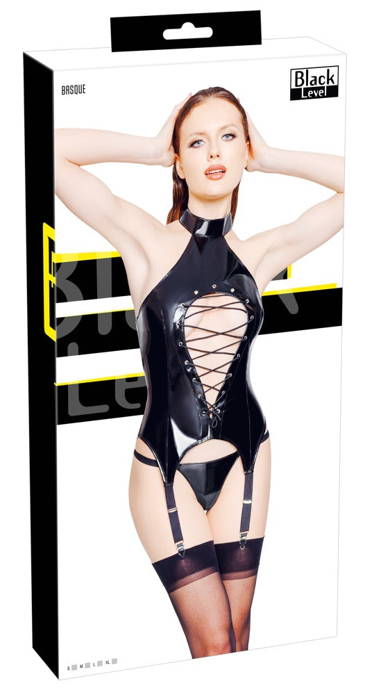 Guêpière Porte-Jarretelles VINYL BASQUE ROPE Noire