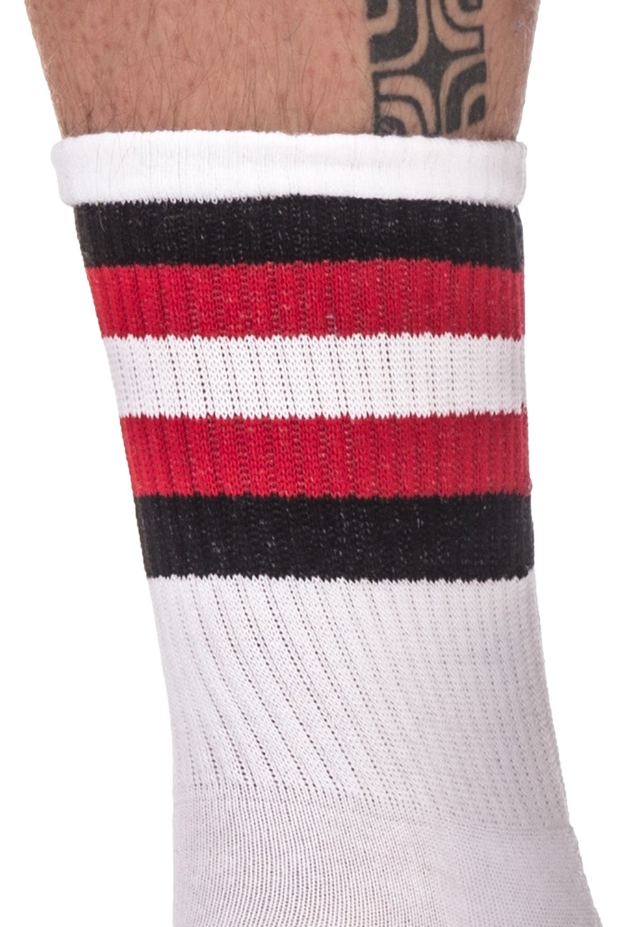 Chaussettes HALF SOCKS Stripes Blanc Noir Rouge