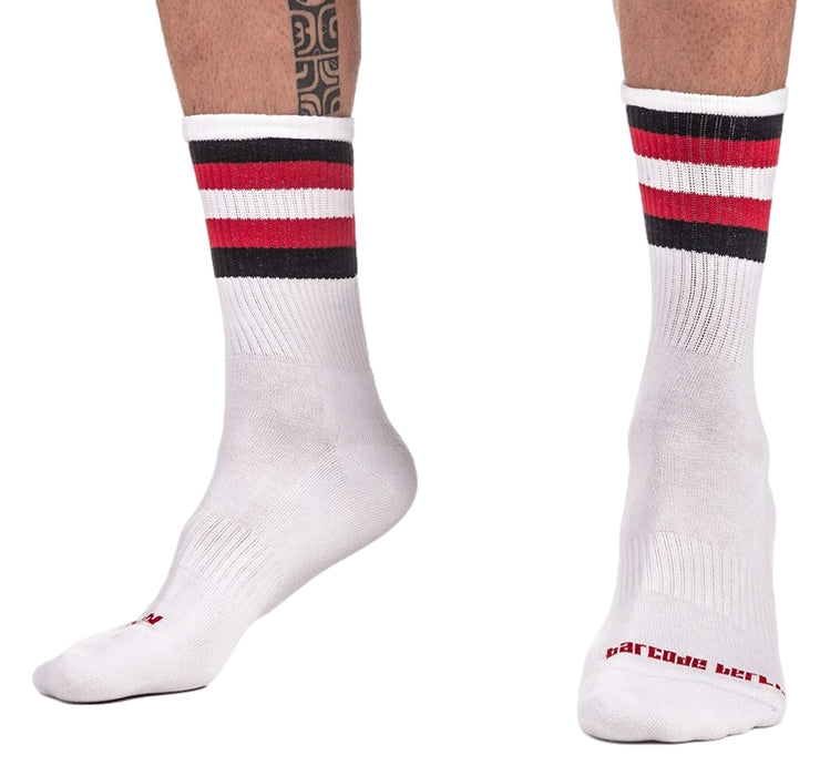 Chaussettes HALF SOCKS Stripes Blanc Noir Rouge