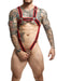 Harnais Cross Cockring Dngeon Noir-Rouge