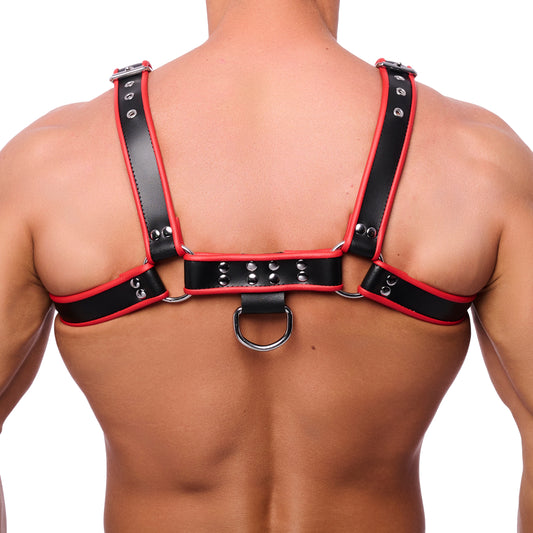Harnais en cuir Premium Noir-Rouge