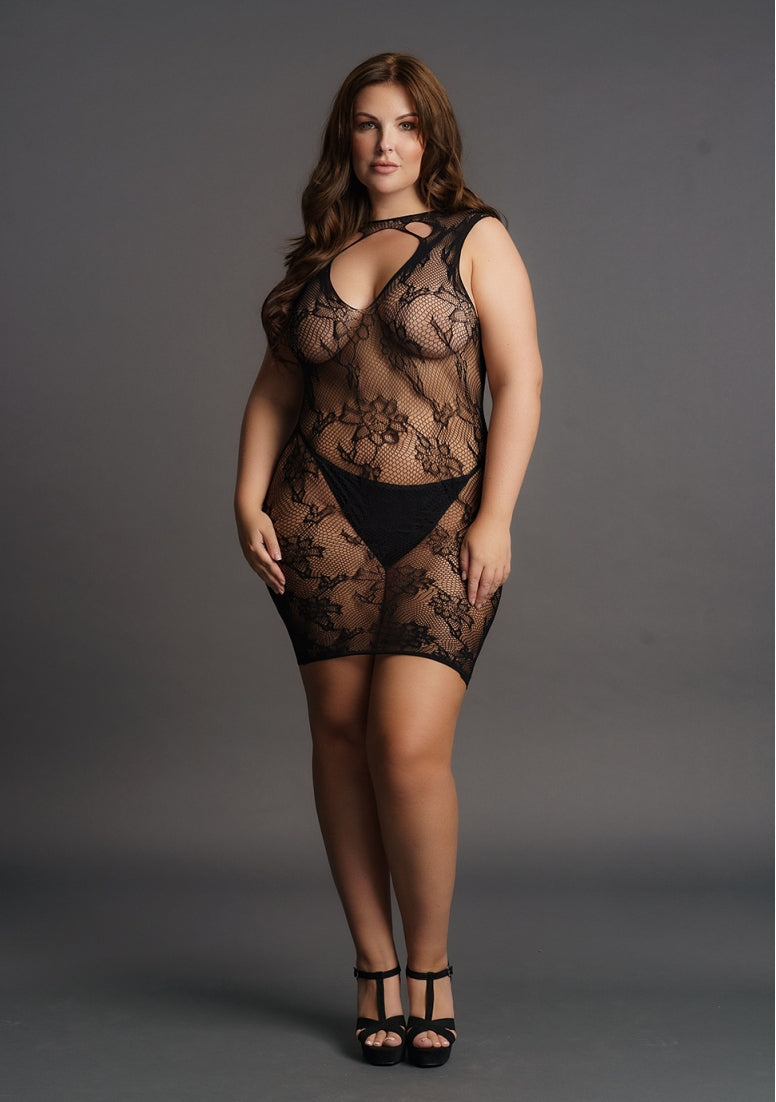 Robe sexy Grande Taille HIGH NECK Noire