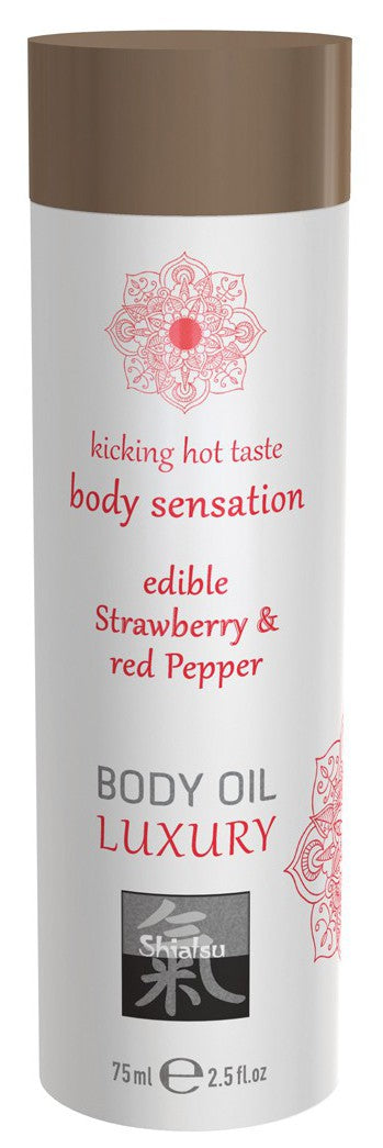 Huile de massage Comestible - FRAISE et POIVRON ROUGE 75ml