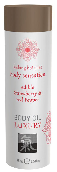 Huile de massage Comestible - FRAISE et POIVRON ROUGE 75ml
