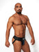 Jockstrap en cuir Mister B Noir-Bleu