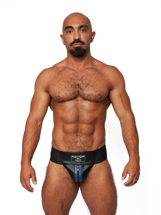 Jockstrap en cuir Mister B Noir-Bleu
