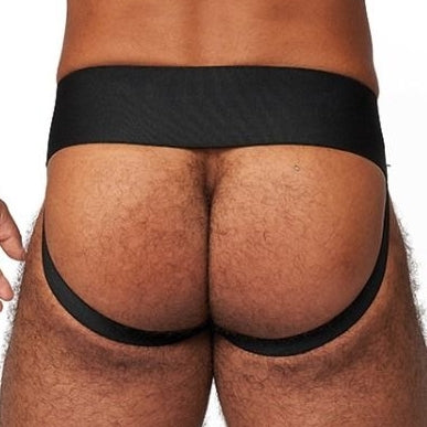Jockstrap en cuir Mister B Noir-Bleu