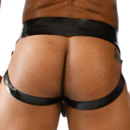 Jockstrap en latex Xrub avec Zip Noir-Rouge