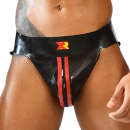 Jockstrap en latex Xrub avec Zip Noir-Rouge