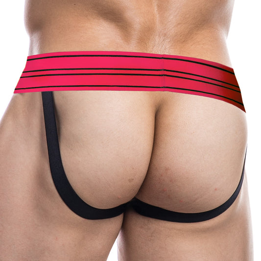Jockstrap Rugby Noir-Rose neon