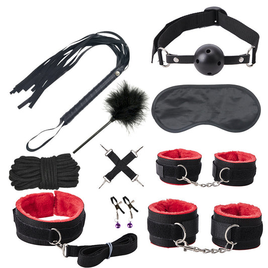 Kit 10 Pièces Bondage Push Noir-Rouge