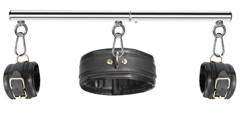 Kit Barre de maintien Collier et Menottes Simply Dom Noir