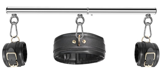 Kit Barre de maintien Collier et Menottes Simply Dom Noir