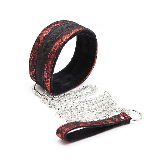 Kit Bondage Collier Menottes Rouge