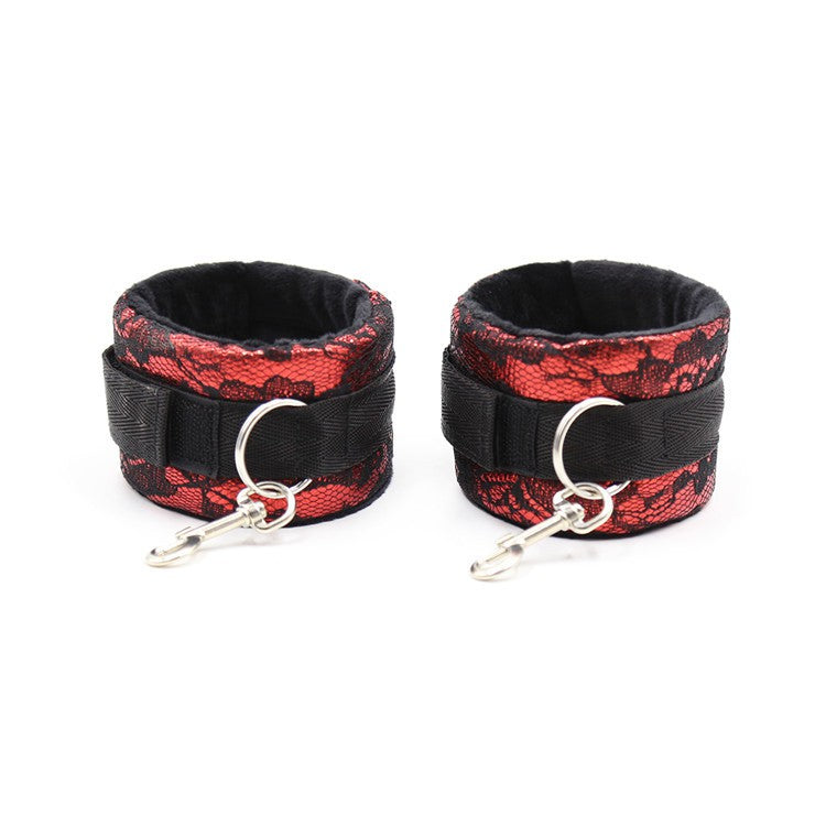 Kit Bondage Collier Menottes Rouge
