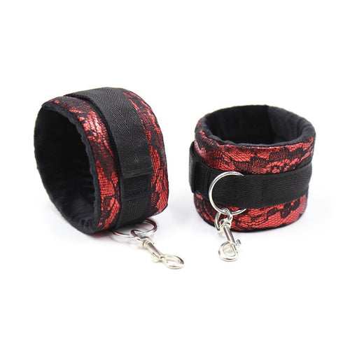 Kit Bondage Collier Menottes Rouge