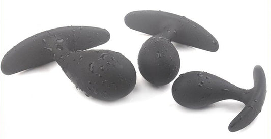 Kit de 3 mini Plugs prostatiques Silicone 11 x 3.5cm Noir
