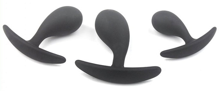 Kit de 3 mini Plugs prostatiques Silicone 11 x 3.5cm Noir